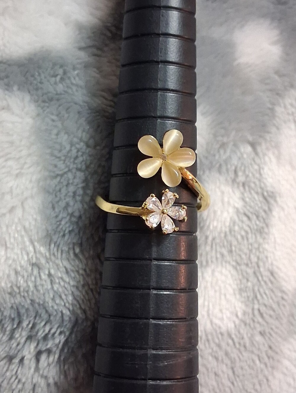 Gold-Tone Floral Adjustable Open Ring